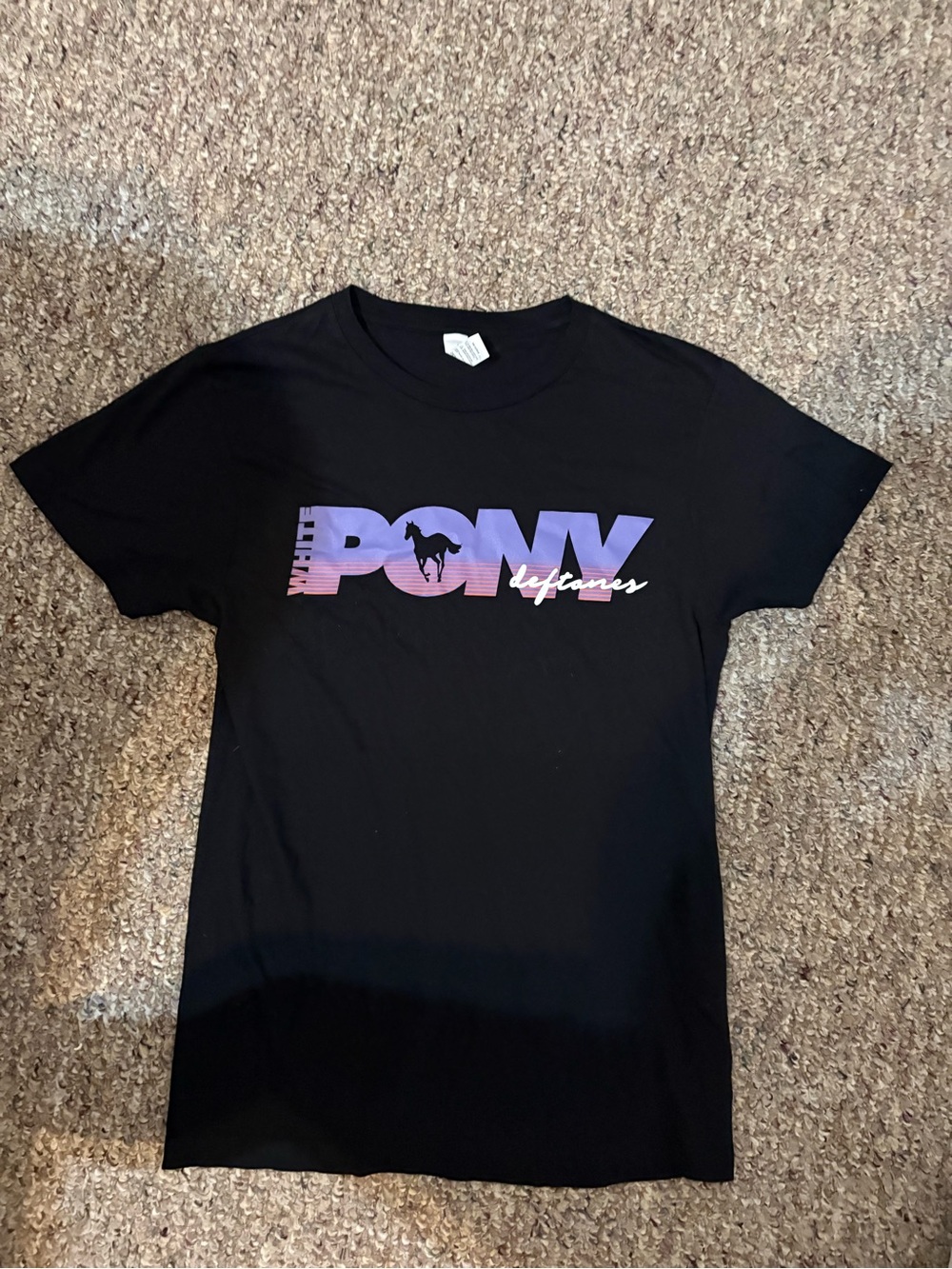Deftones White Pony Text Logo T-Shirt Black Short Sleeve Small